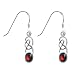 Sterling Silver Garnet Celtic Design Earrings