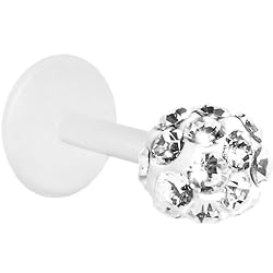 18 Gauge Bioplast Clear Austrian Crystal Ferido Ball Tragus Earring