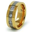 8mm Gold Plated Titanium Ring with CZ (Sizes 8-12)