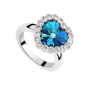 eFuture(TM) Titanic Swarovski Elements Crystal Heart Of The Ocean Ring +eFuture's nice Keyring