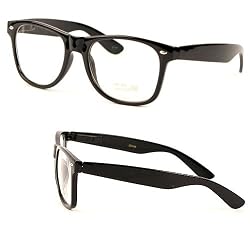 Classic Vintage Buddy Nerd Wayfarer Blues Brothers Clear Sunglasses - Black