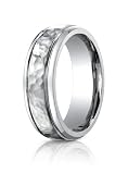 Titanium 7mm Comfort Fit Round Edge Featuring Hammered Finish in the Center, Size 11