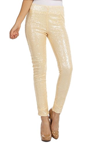 RACK29 - SEQUIN COVERED KNIT SKINNY LONG CLUB PANTS