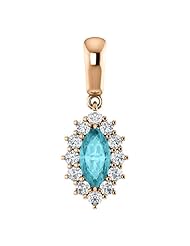 14K Rose Gold 8.00x4.00mm Marquise Cut Blue Zircon and Diamond Pendant -- LIFETIME WARRANTY