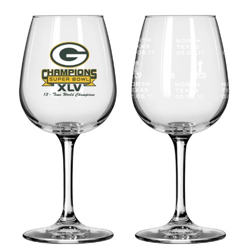 NFL Green Bay Packers 12oz Super Bowl XLV Champions 2pk Wine Glass Set