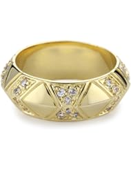 House of Harlow 1960 14k Yellow Gold-Plated Pave Thick Stack Ring, Size 7