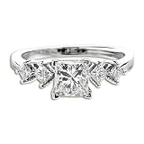 PRINCESS DIAMOND RING 18K WHITE GOLD .76 CARAT G SI1