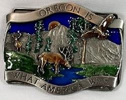 Oregon Picturesqueness Enamel Pewter Belt Buckle