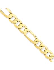 7mm, 14 Karat Yellow Gold, Flat Figaro Chain - 18 inch