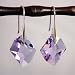 Violet Purple Crystal Cosmic-Cut Silver Earrings Used Swarovski Crystals