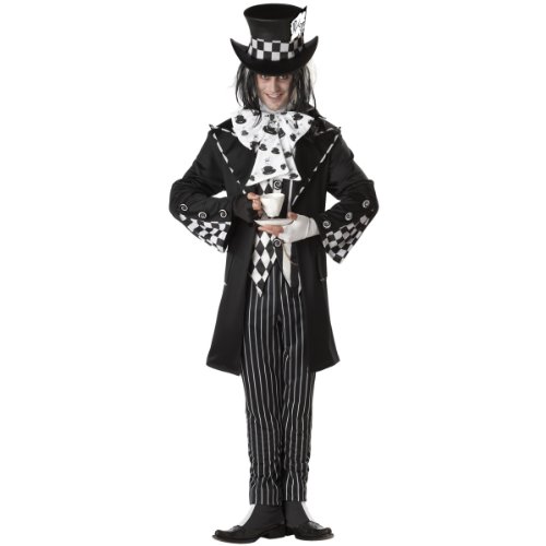 Men'S Dark Mad Hatter Fractured Fairytale Goth Costume (Multicolor-Large)
