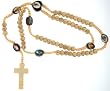 Carved Light Brown Color Wooden Rosary Wood with Photographs