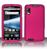 Premium Rose Pink Hard Rubberized Shield Case Cover + FREE Atom LED Keychain Light for Motorola Atrix 4G (AT&T)