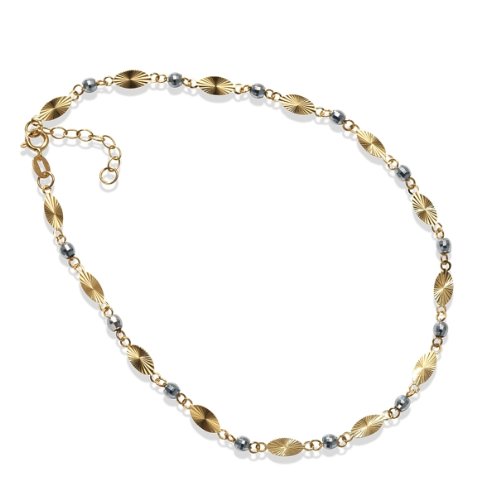 41vD8VAM1vL Fancy 14k Two Tone Gold Diamondcut Anklet