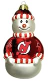 New Jersey Devils NHL Blown Glass Snowman Ornament