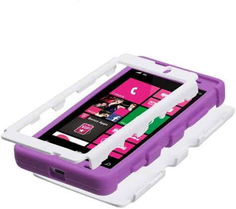 For NOKIA LUMIA 520 TUFF CASE HYBRID 3-LAYER COMBO PHONE COVER RUGGED PROTECTOR SOFT SKIN HARD CASE + (PHONELICIOUS)TM STYLUS (White / Purple Tuff)