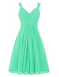 V-neck Cocktail Short Chiffon Pleated Ruched Homecoming Dress/Bridesmaid Dress/Prom Dress/Party Dress 
