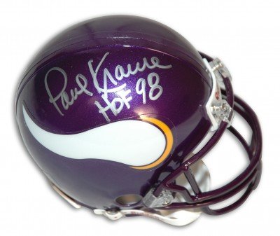 Paul Krause Autographed/Hand Signed Minnesota Vikings Mini Helmet with HOF 98 Inscription
