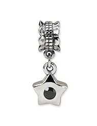 Sterling Silver s Black Cz Star Dangle Bead by Reflection Beads, Best Quality Free Gift Box Satisfaction Guaranteed