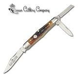 Queen Whittler 3 Blade Folding Knife w/ Stag Bone Handle