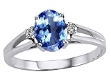 0.96 cts Genuine Tanzanite and Diamond Ring - 14kt White or Yellow Gold