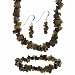 Jewelry : Sterling Silver Genuine Tiger Eye Stone Chip Earrings Bracelet Necklace Jewelry Set