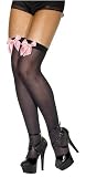 Hold up Stockings Black with Pink Bow