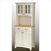 Home Styles Furniture White Wood Buffet with Natural Wood Top and 2-Door Panel Hutch