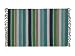 100% Cotton Flat Weave Green and Blue Rug Striped 2 X 3