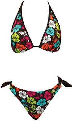 junior 2 Pc Bikini Swimsuit in Brown/Multi Floral Print by Winki Swim. Size LG