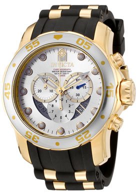 Invicta Men's 6985 Pro Diver Collection Chronograph Silver Dial Black Polyurethane Watch