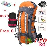 80+20L Camping Hiking Mountain Travel Backpack