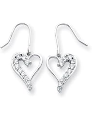 925 Sterling Silver Heart White CZ Journey Earrings