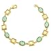 14k Gold Bonded Bezel Set Yellow and Aqua Crystal Link Bracelet with Lobster Clasp in Goldtone