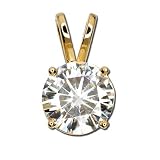 14K Yellow Gold Created Moissanite Pendant