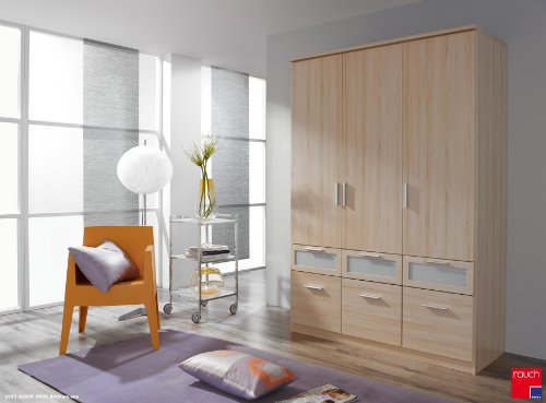 Drehtürenschrank rauch Drehtüren-Kombischrank Bochum buchefarben natur Dekor (Ausführung: 3-türig / 6 Schubladen)