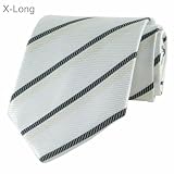 White Striped New Extra Long Necktie Tie