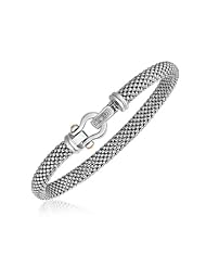 18K Yellow Gold and Sterling Silver Diamond Embellished Bangle (.03 ct. tw.)