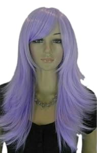 Qiyun Long Lavender Purple Straight Layered Synthetic Hair Full Wig
