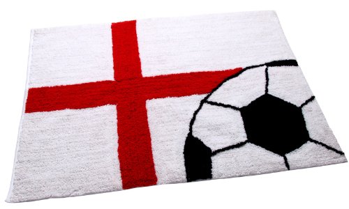 St George Cross Football Rug 70x100cm heavy 1400 GSM Quality Washable Mat in 100% Cotton- Homescapes Come on England Flag Collection