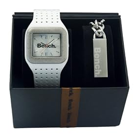 Bench ladies set white strap watch with pendant necklace