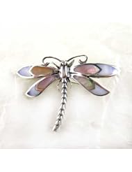 Sterling Silver Shell Inlay Dragonfly Brooch