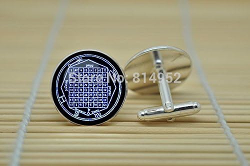 Pretty Lee Alchemical Magic Sign Jewelry Cufflinks Pentagram Cufflinks In Silver Glass Cabochon Cuff Links C0672