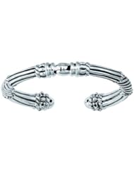 Silver Rhodium Plated Polish Round Designed Cuff Bangle