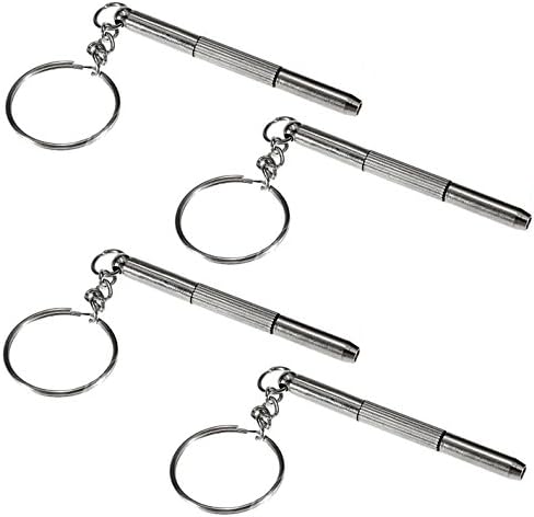 Hamuty 4pcs Sunglasses Repair Tool 3 in 1 Mini Keychain Screwdriver Eyeglass Glasses DIY Sets