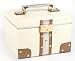 Cream and Metallic Small Oblong Jewellery Box with Two Drawers