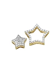 14K Yellow Gold 15mm(H) x 15mm(W) CZ Cubic Zirconia Star Charm Pendant