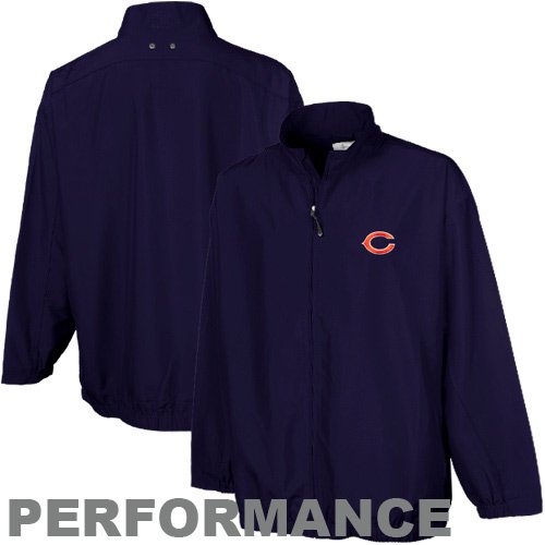 Cutter & Buck Chicago Bears Navy Blue Astute Performance Full Zip Windshirt (XX-Large)