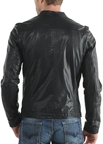 Leather Hub Men's Motorcycle Leather Jacket M Black