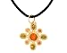 18k Yellow Gold Peridot and Pink Tourmaline Venetian Glass Pendant w/ Black Silk Cord by Tagliamonte